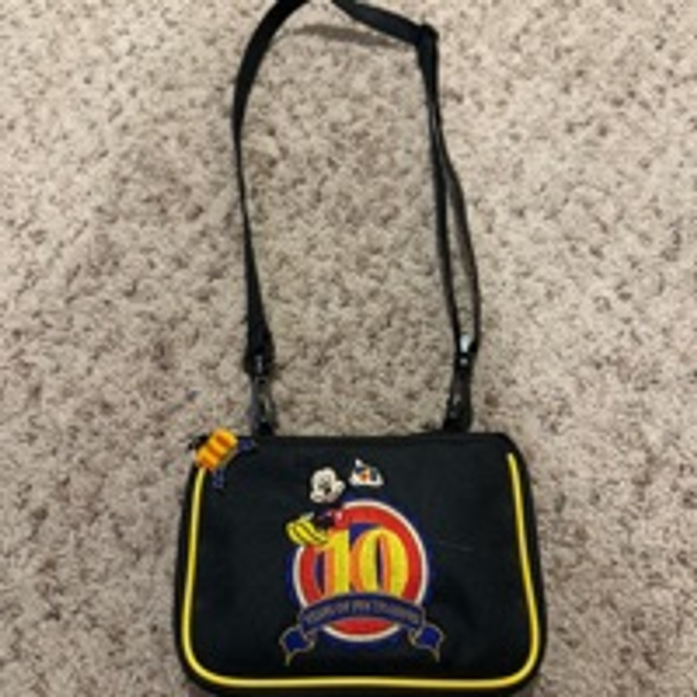 Disney Black Crossbody Pin Traded Bag with Yellow Trim
